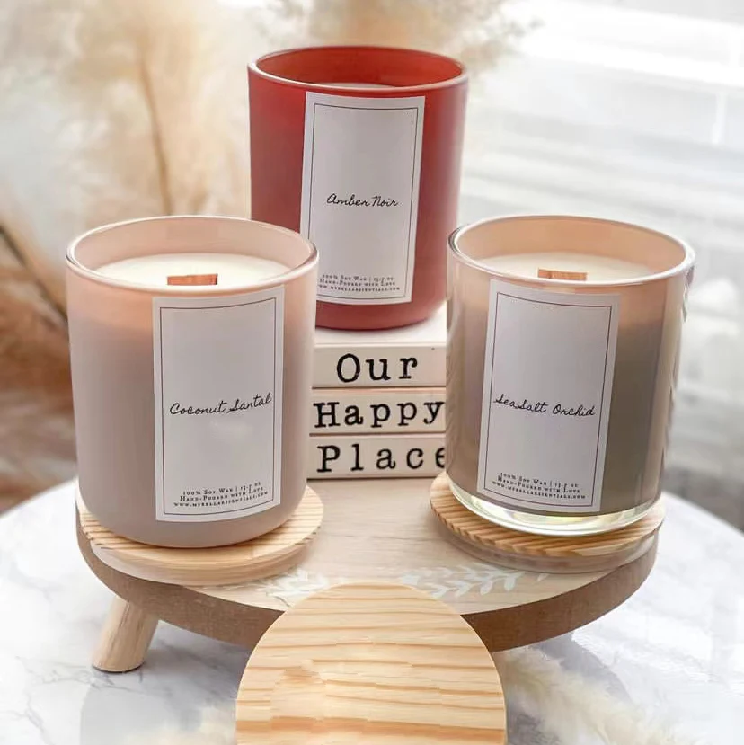 8oz 10OZ 12OZ 16OZ Wholesale Unique Round Bottom Shape Matte Luxury Glass Makesy Candle Jars with Cork Lids