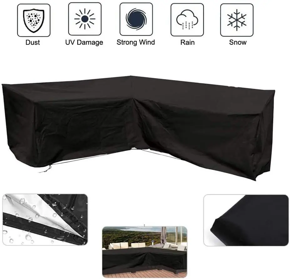Patio Garden Furniture Set Cover Outdoor Sectional L Shaped Sofa Black Round Spare