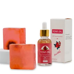 OEM Women Feminine Vaginal Wash Vaginial Deodorants Organic Handmade Vagina Soap & Natural Yoni Essential Oil Set For PH Balance