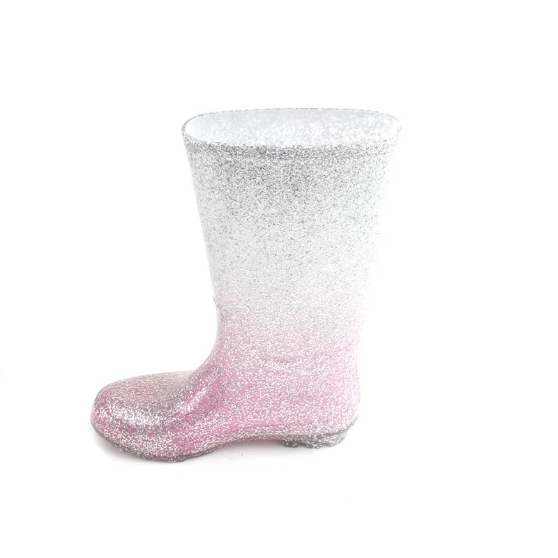 
Wholesale Gradient Glitter Pvc Jelly Pink Shoes Printed Pvc Water Boots For Kids 
