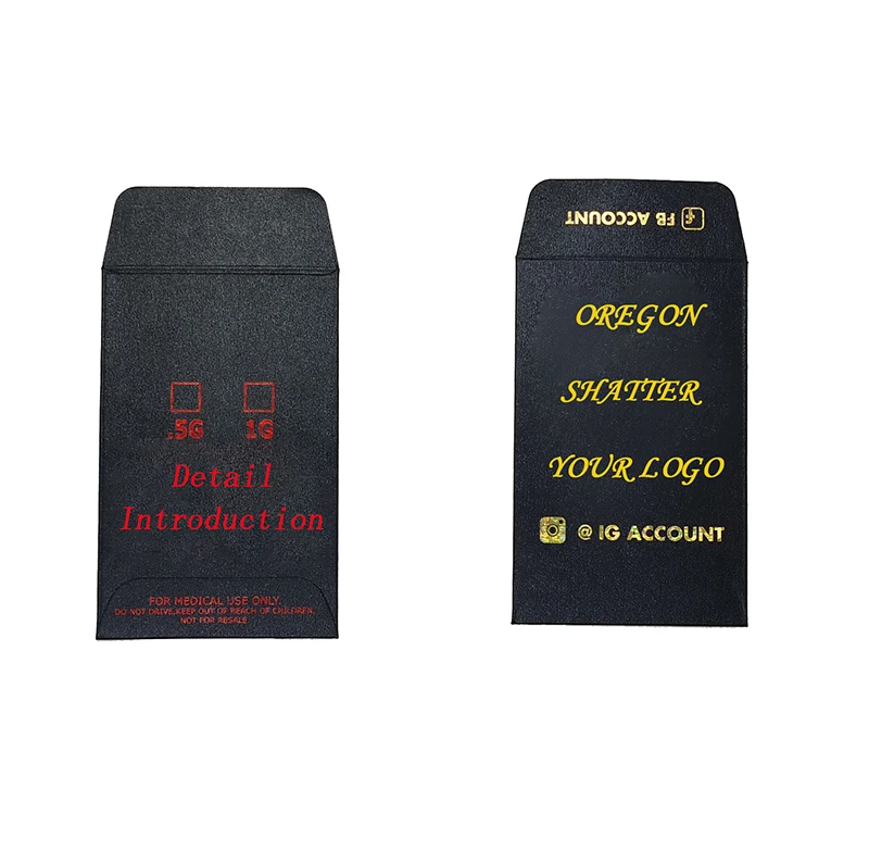 New Custom  Printing Gold Foil Logo Gift Paper Envelope Coin Shatter Envelopes Concentrate Custom Mini Envelopes