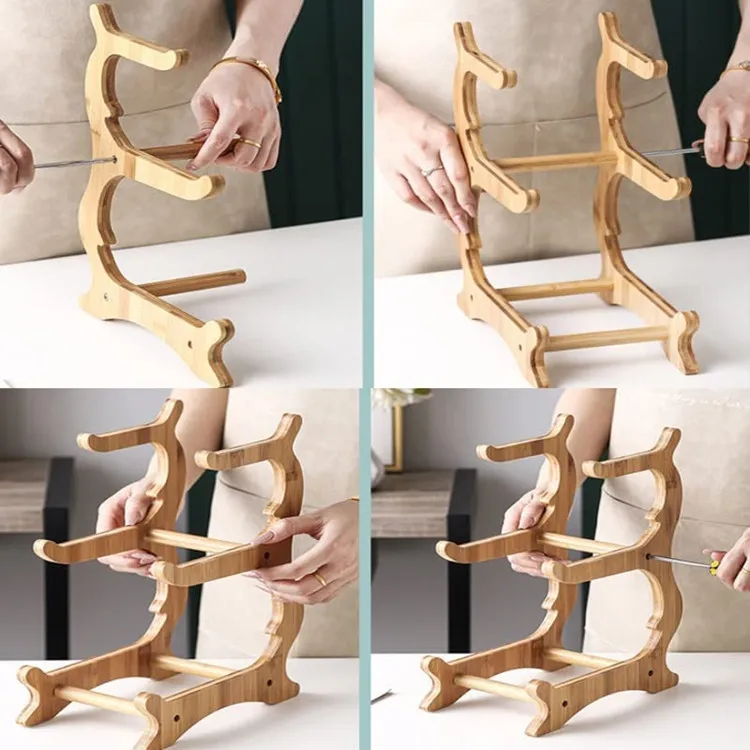 Large Capacity Dried Fruit Basket Display Stand Candy Snack Ceramic Dish 3 Tier Bamboo Shelves For Vegetable And Fruit