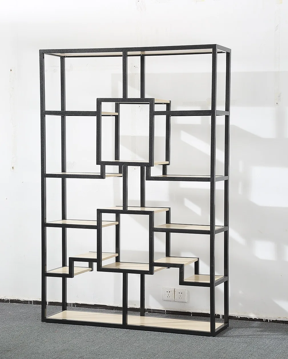 Modern Wooden Bookshelf 4-tier Folding Bookcases Home Office Industrial Metal Storage Racks