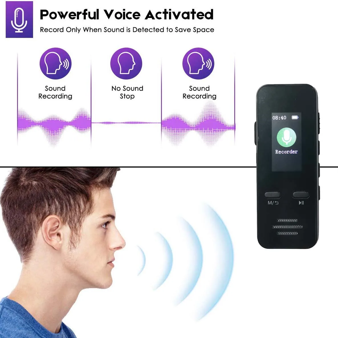 2022 0.96 Inch IPS Screen Dictaphone MP3 Handheld Pocket USB Telephone Recording Devices