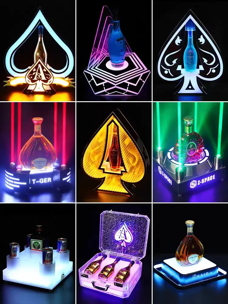 Factory rechargeable plastic acrylic night club bar lighted liquor beer wine whiskey bottle holder stand presenter led Glorifier