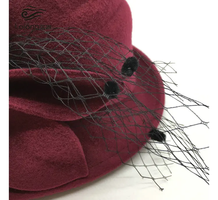 New Fashion 100 Wool Felt Bucket Hat Women Cloche Hats Lady Church Wedding Dress Women wool Felt Hats With Flower Bow Sun