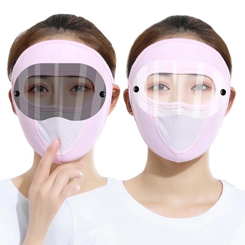 Summer Thin Ice Silk Sunscreen Face Mask UV Protection Breathable Full Face Mask Windproof Dustproof for Motorcycle Cycling
