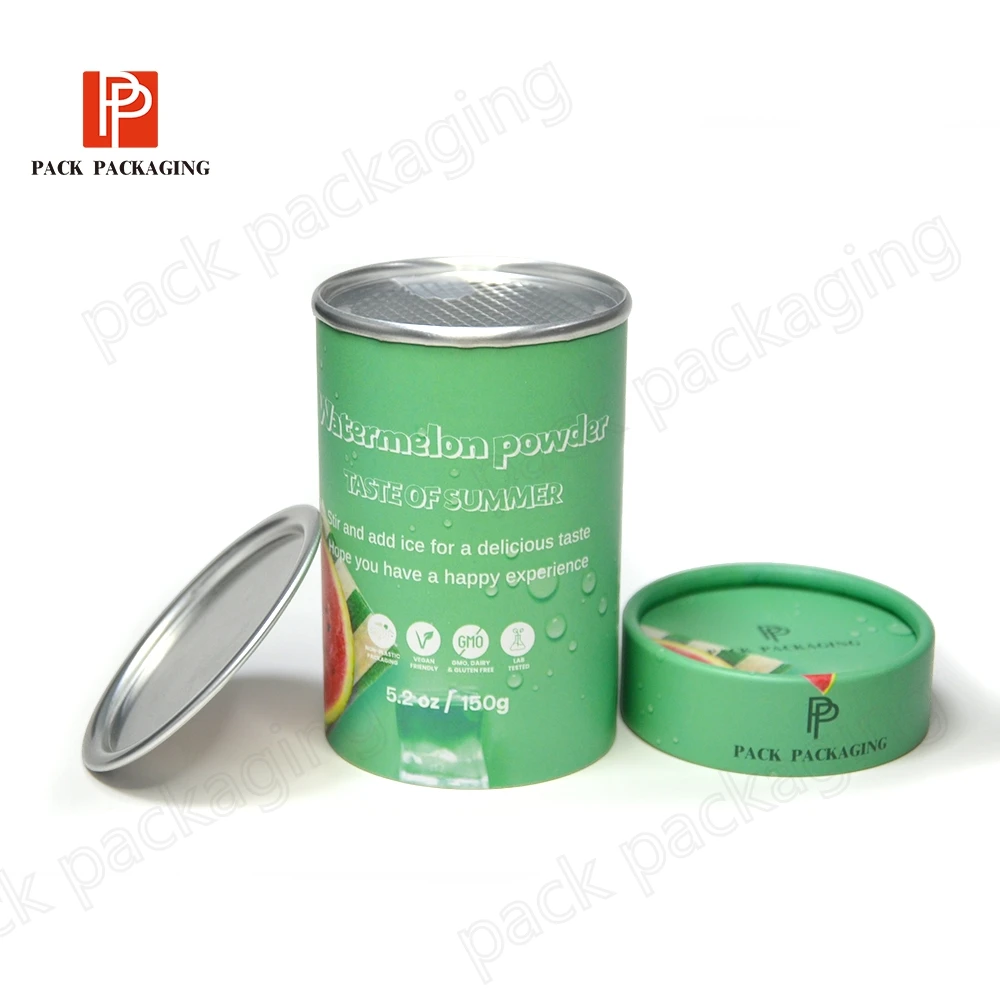 Custom Eco-Friendly Cardboard Food Grade Paper Tube Cylindrical Can Gift Box Snack Aluminium Lid Seal Potato Chips Paper Jar