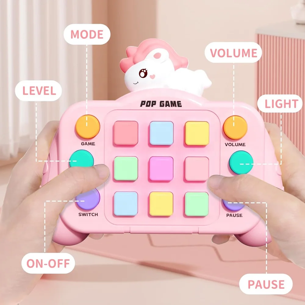 Puzzle quick push pop game light up fast push bubble game console fidget toy handheld popping press game machine for kids adults
