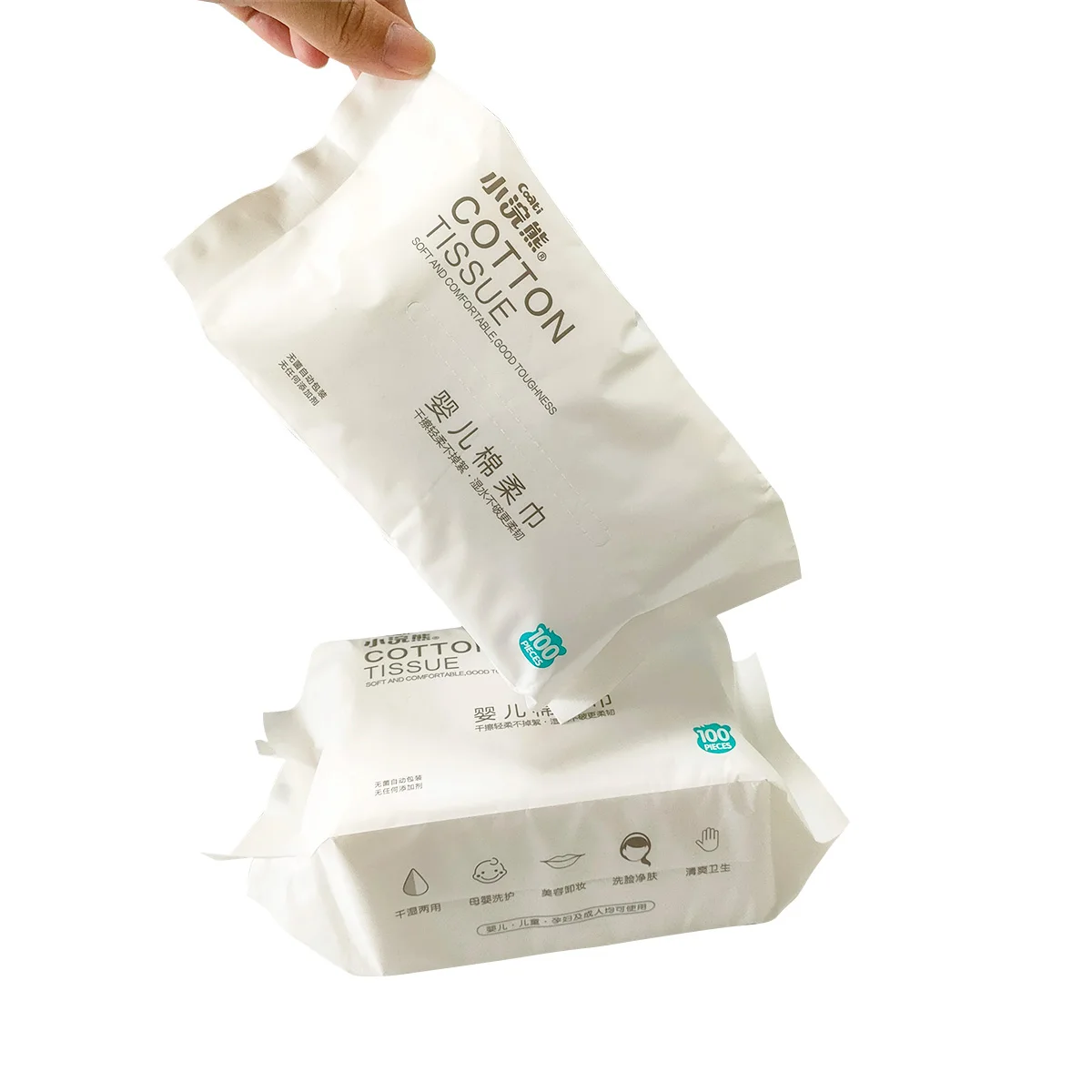 100pcs/bag wet and dry dual use Face Towel Cotton Tissue Paper Cheap Price Cotton Soft disposable face towel