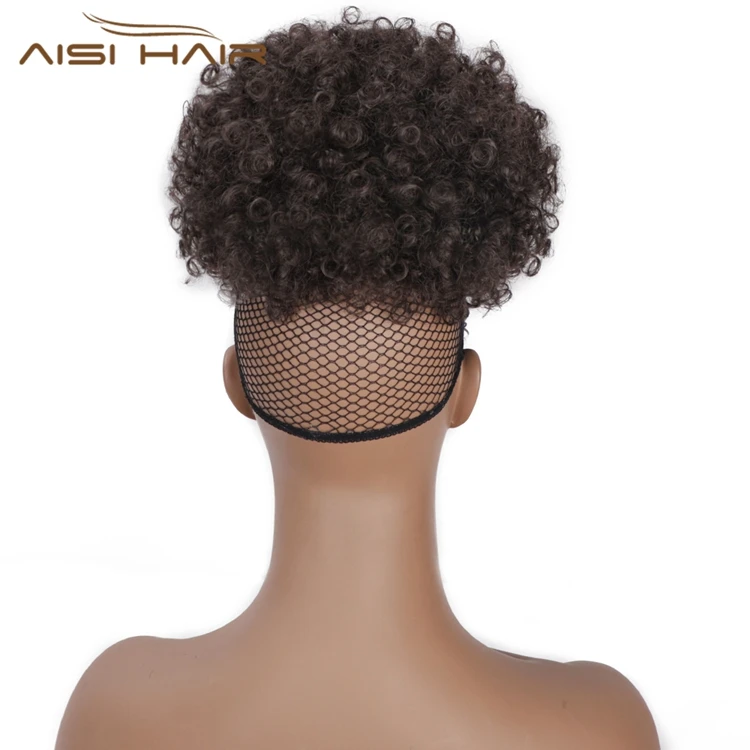  Aisi Hair Горячая Распродажа афро-пуховка короткий кудрявый хвост пучок с челкой Синтетический наращивание