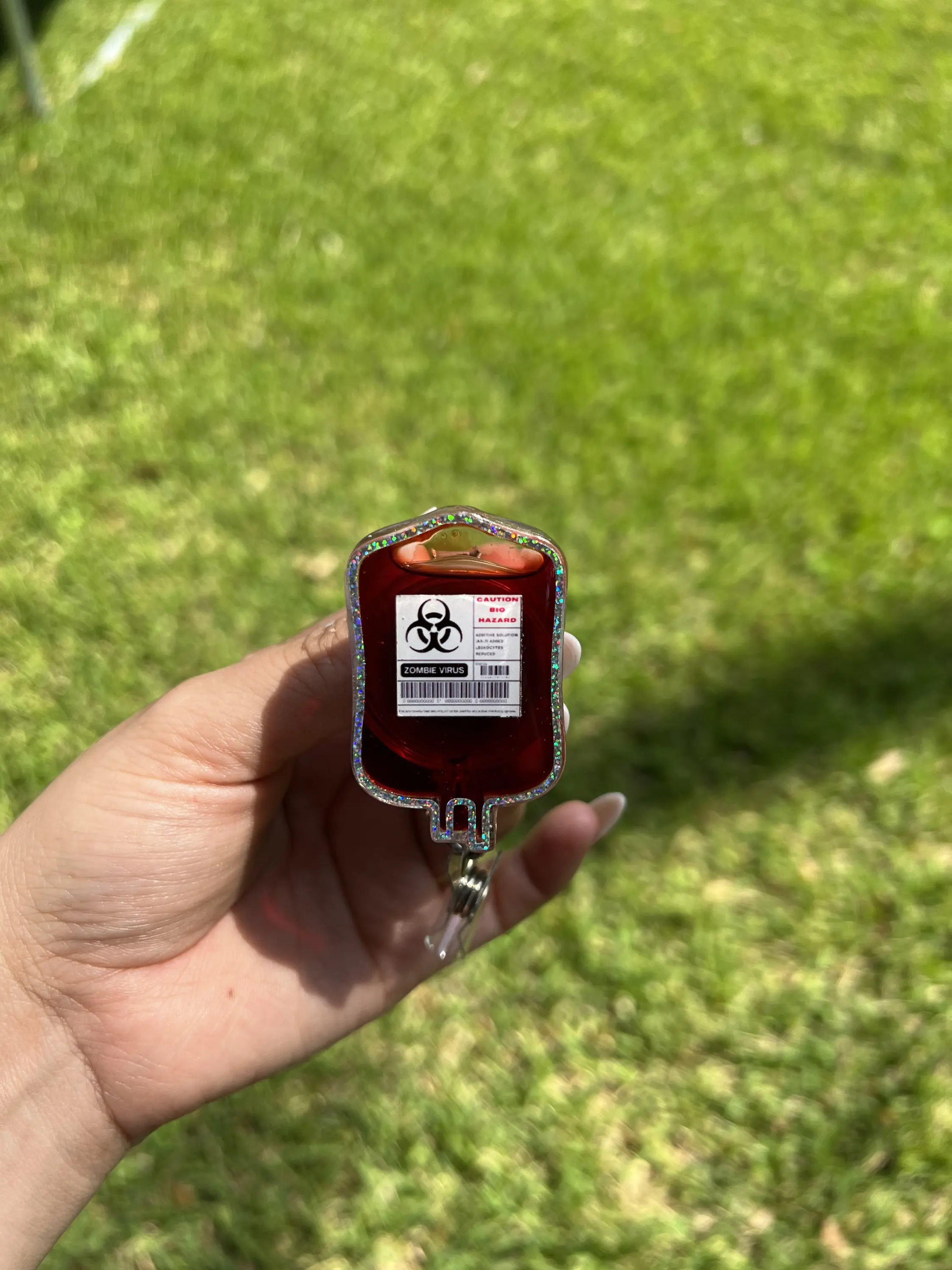 Custom Zombie Blood Bag Badge Holder Blood Transfusion Badge Reel IV Bag Badge Reel Nursing School Graduation Gift