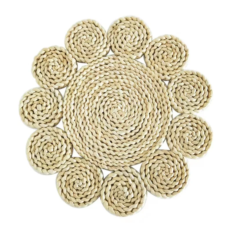 Hand-woven corn husk placemats heat insulation pads tea coasters bowl pads straw placemats