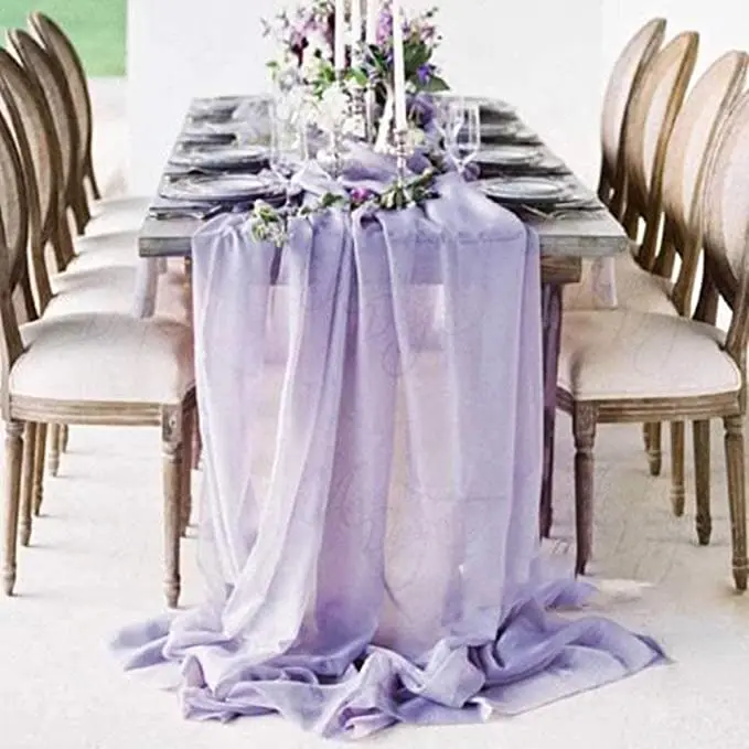 table runner with cushion purple Chiffon Table Runner 27x120 Inches Romantic flower table runner wedding