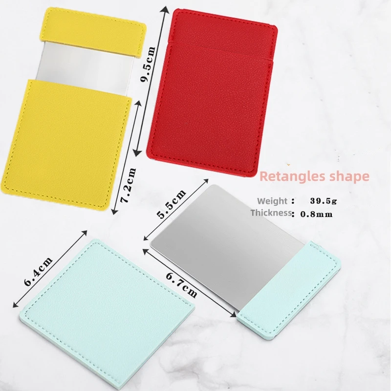 Luma Beauty Portable metal stainless steel credit card style compact giveaway cosmetic pocket make up Mirror with PU pouch