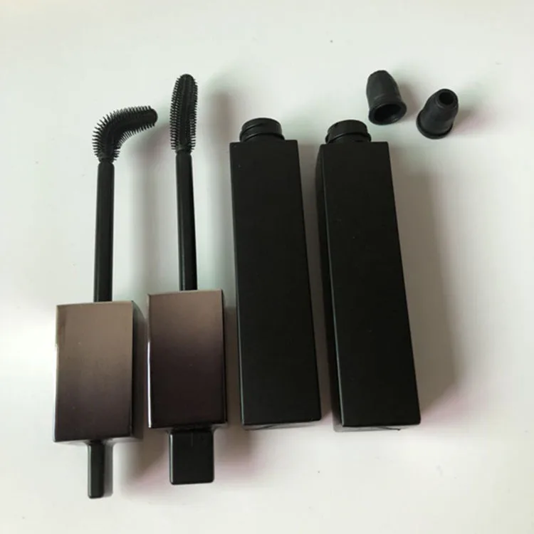 Square empty mascara tubes packaging with curved brush can be rotated tubing mascara wands tube with silicone head eyelash tube