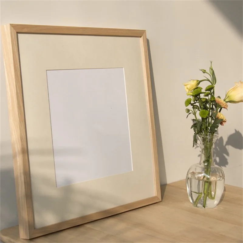 Nordic simplicity handcrafted wedding photo frame hanging wall solid wood photo frame