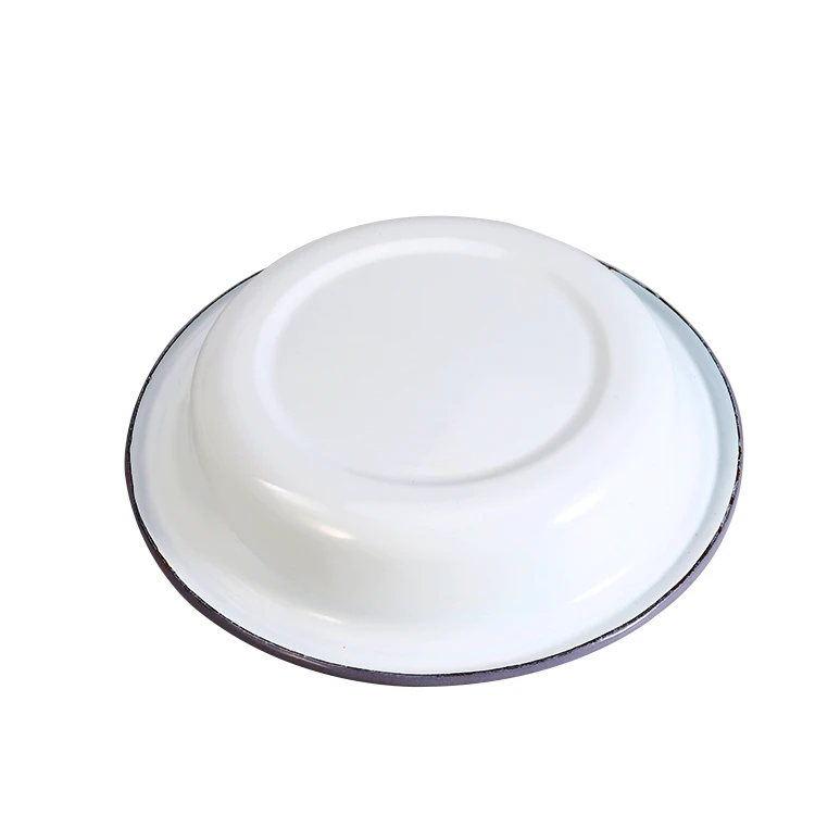 Europe Style Factory wholesales white customized logo round deep enamel pie dish