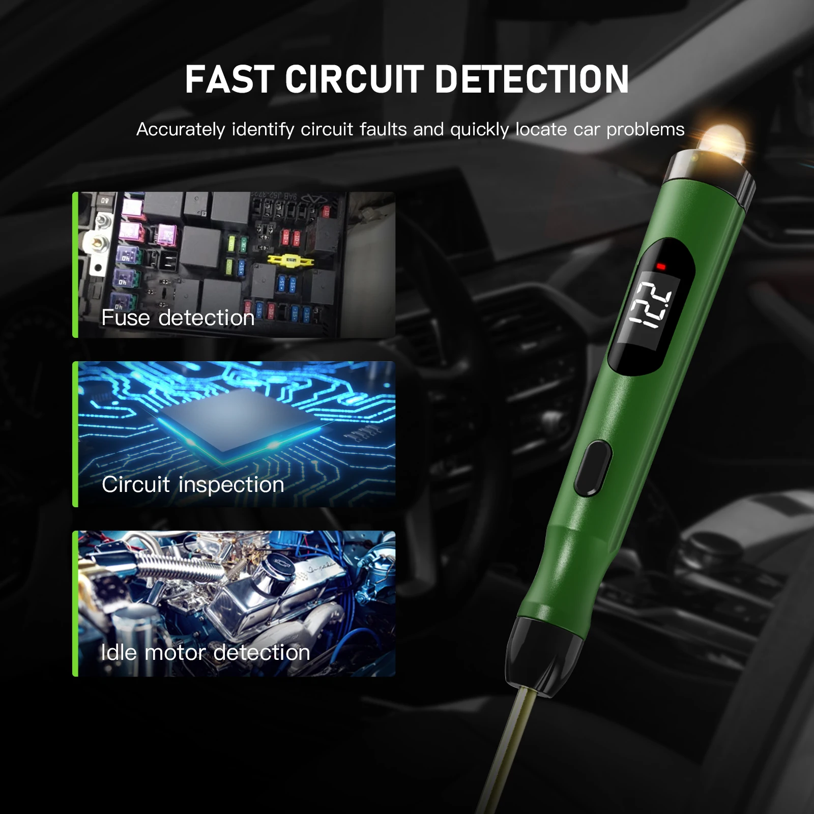 Vehicle Circuit Tester Power Probe Pen Test Diagnostic Tool light bulb load voltage measuring instrument car circuit test pen
