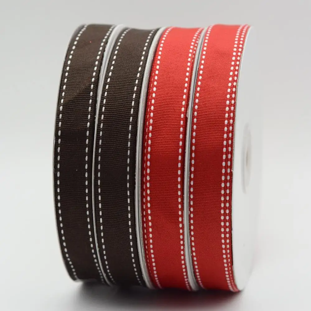 wholesale hot sale 100% poliester 1.5 inch grosgrain 1 inch black stitched ribbon