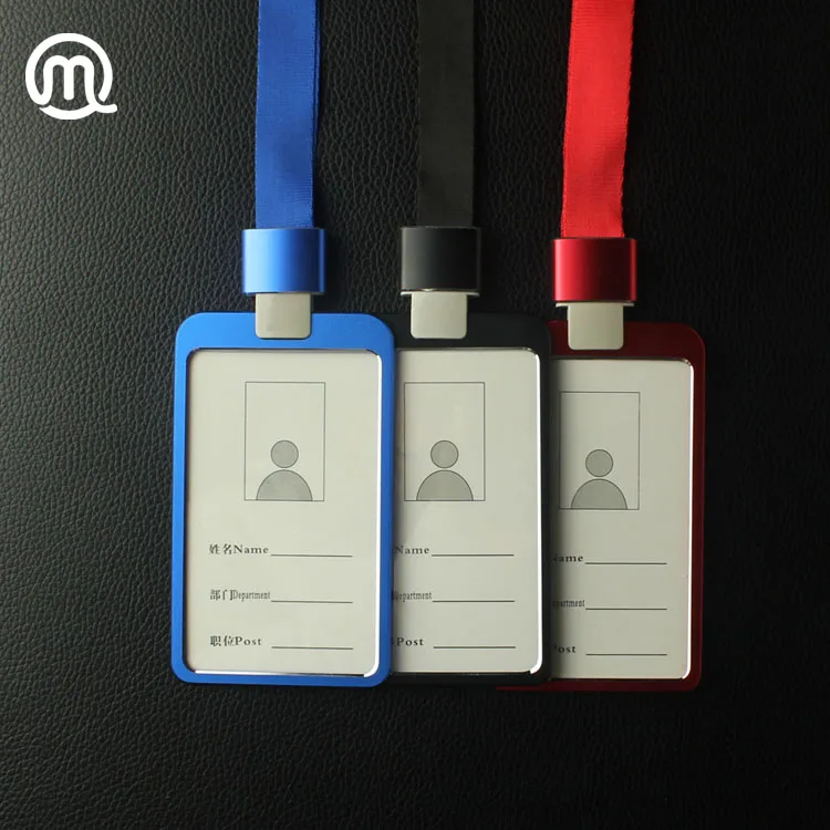 
metal Aluminum alloy custom photo ID card holder badges with Vertical shape 