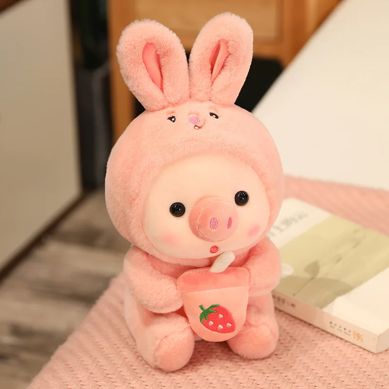 New Stuffed Animals Bubble Bobba Milk Tea Pig Plush Toy Pillow Bobba Plushie Doll