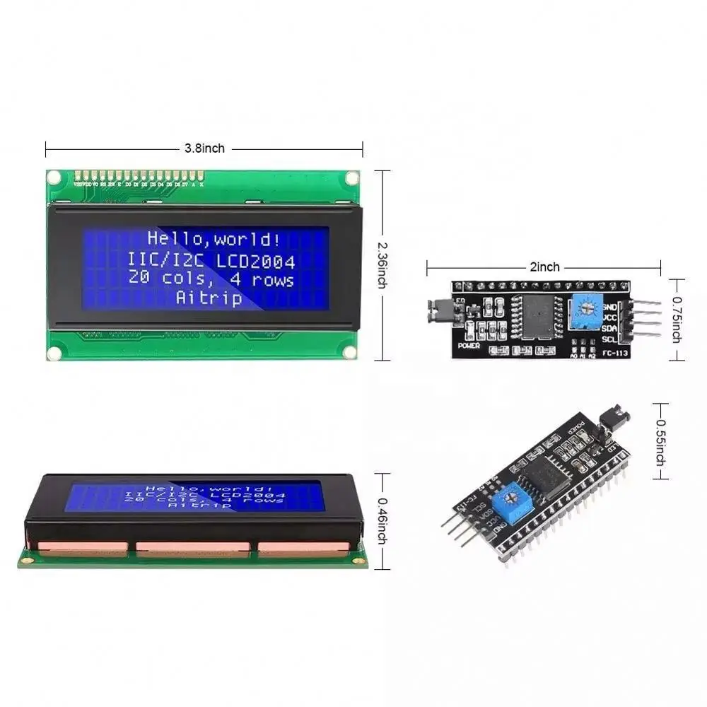 LCD2004 IIC/I2C LCD Display Monitor 2004 20X4 5V Character Blue Backlight Screen LCD2004 IIC I2C LCD display