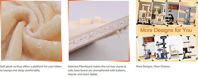 The Fine Quality Multi-level Wood Large Cat Scratcher Tree House Cat Tree Tower