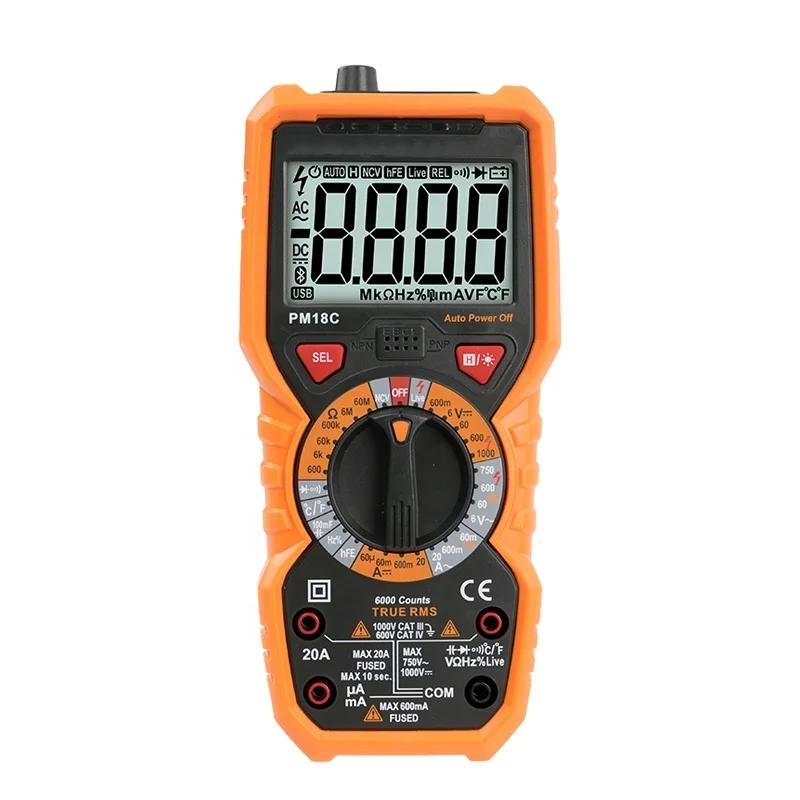 6000 отсчетов портативный TRMS AC DC Цифровой мультиметр