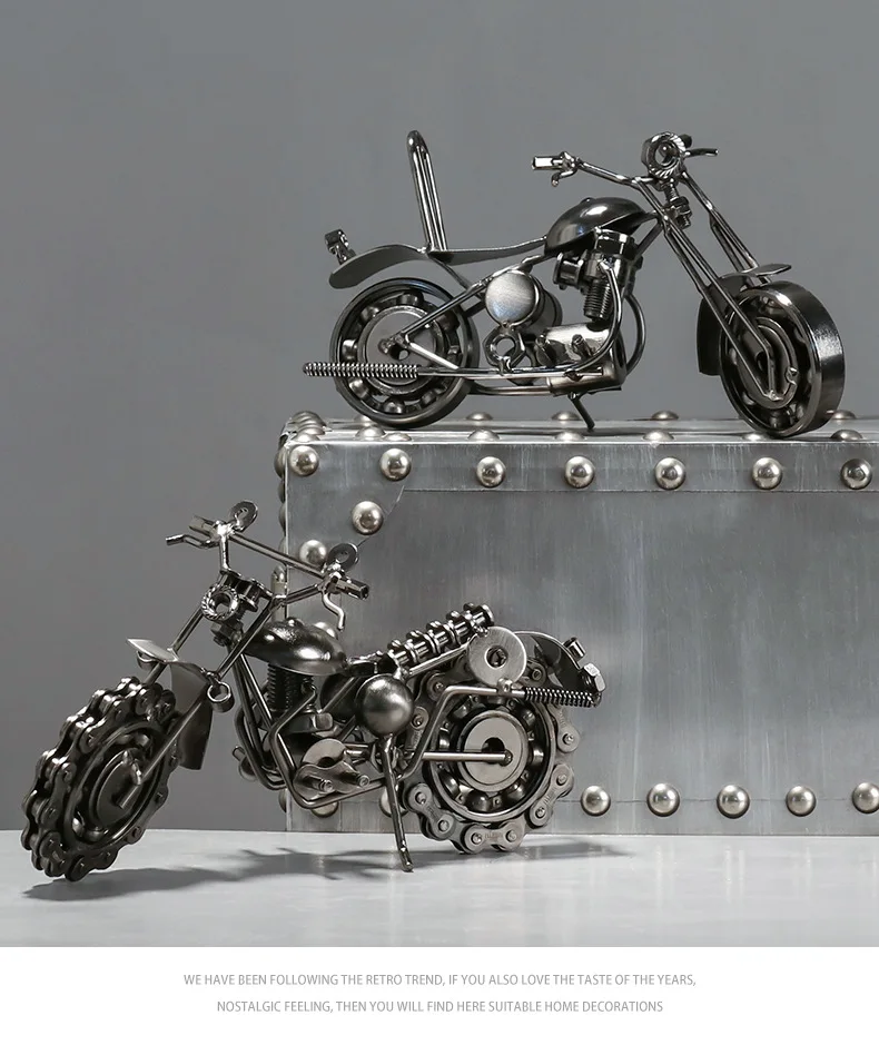 Hot Selling Metal Crafts Antique Motorcycle Model Die Cast Toy Vehicles Motorbike Home Decoration