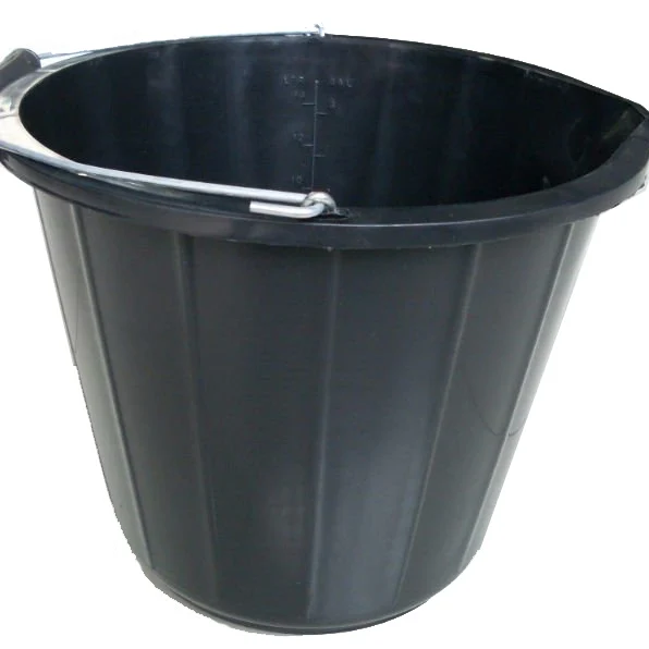 Bucket with handle high quality construction pail recycled plastic bucket black hard