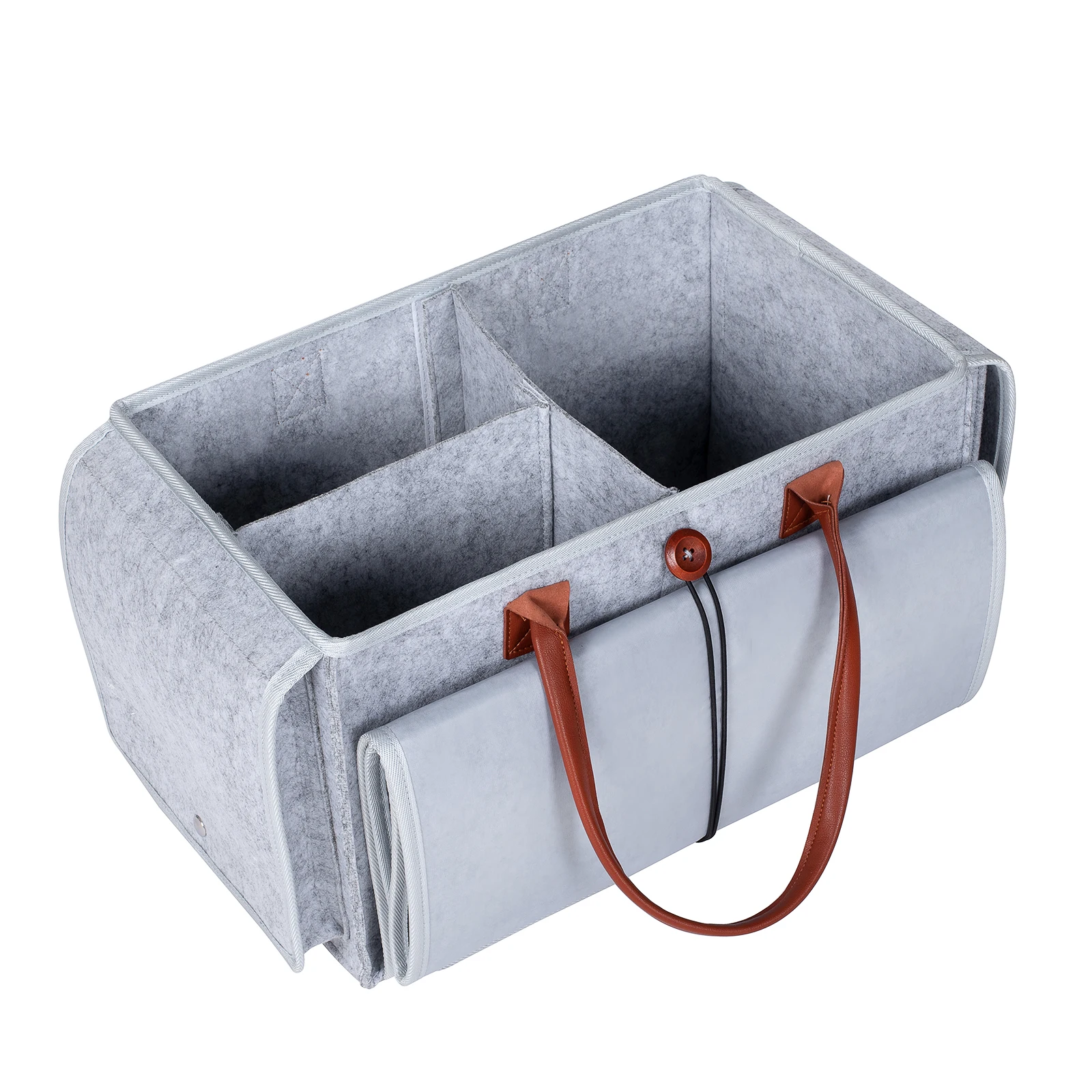 QJMAX Portable Felt Baby Diaper Caddy Organizer For Boy Tote Bag With Changing Pad