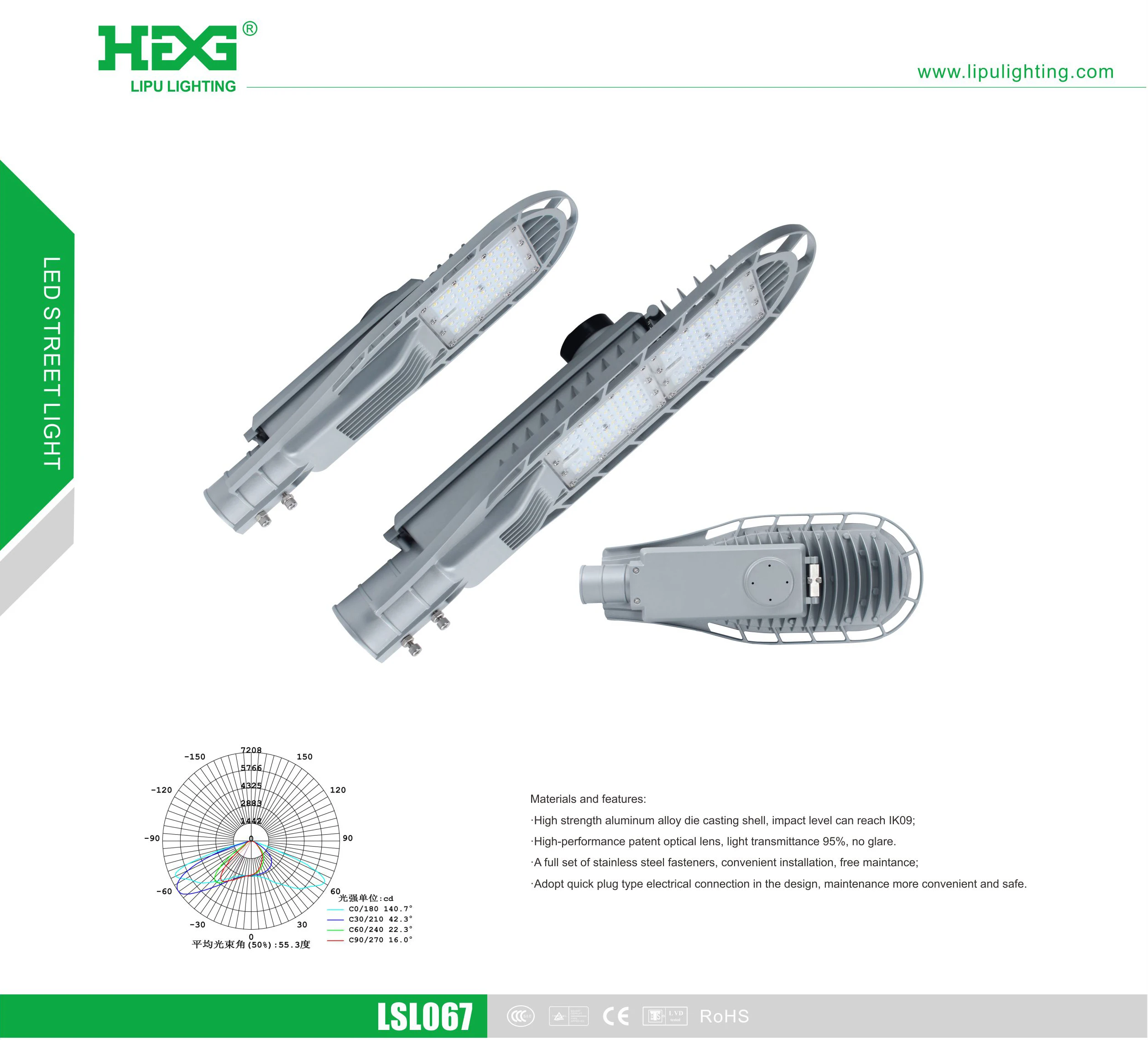 LED Street light ENEC CB rated 5pin smart street lighting system Outdoor 150W led street Light