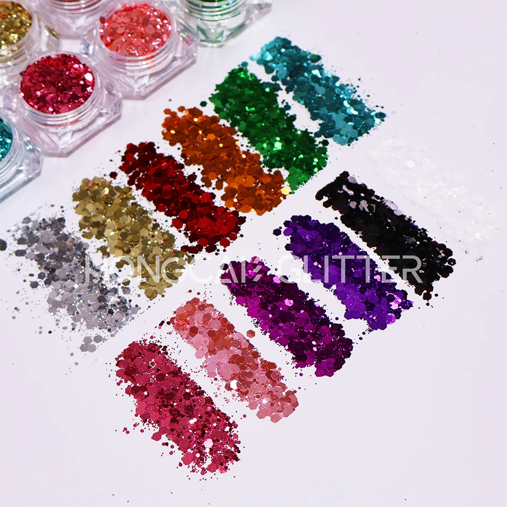 bulk metallic chunky mix polyester glitter colorful wholesale nails art Christmas decorations design glitters resin crafts
