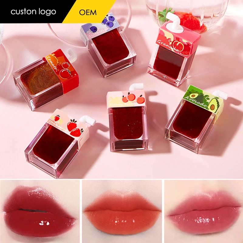 CC36422 OEM custom private label mini Juice Shape  Lip Gloss