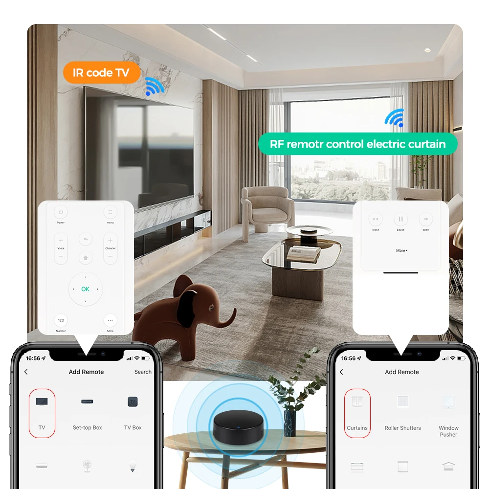 WiFi IR+ RF433Mhz Remote Control Conditioner TV Curtain Roller Shutter Tuya smart life