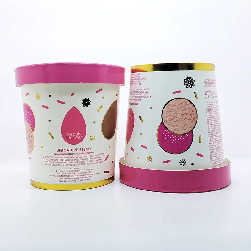 Customized 16oz gilding paper cup, transparent plastic cover, disposable pink ice cream paper cup