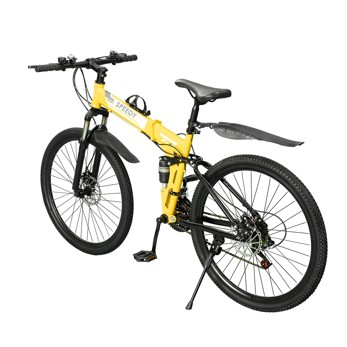 2024 Folding Bike 26 Inch Foldable Bicycle 21 Speed High Carbon Steel Shock Absorbing Front For Full Suspension Adults Mountain