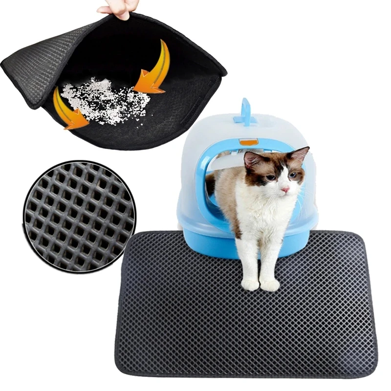 Cat Litter Mat Double Layer Waterproof Urine Proof Trapping Mat Easy to Clean Non-Slip Toilet Pad Cat Scratch Pad Large Foot Pad