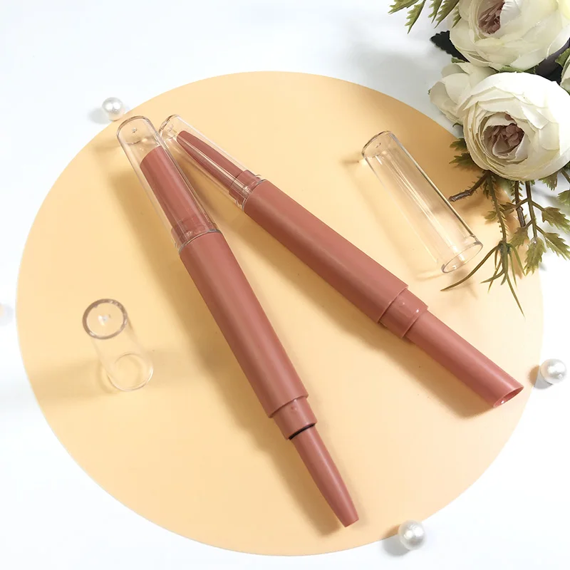 Double ended makeup empty lipstick tube unique slim cosmetic container tube lipstick and eyebrow pencil in one