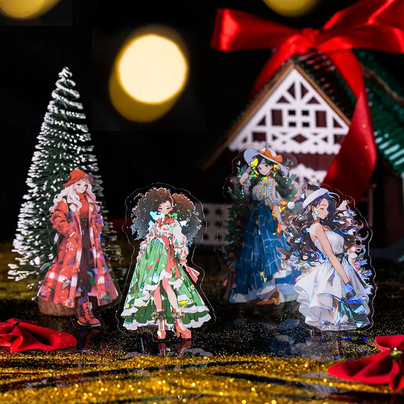 15 stickers per pack surprise party series Christmas hand account character doors and windows shell light stickers 4 styles