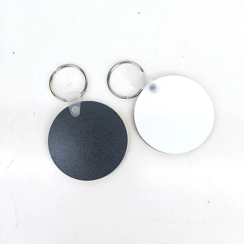 Black back sided sublimation MDF keychain Custom sublimation Key Chain Blank round sublimation keychain