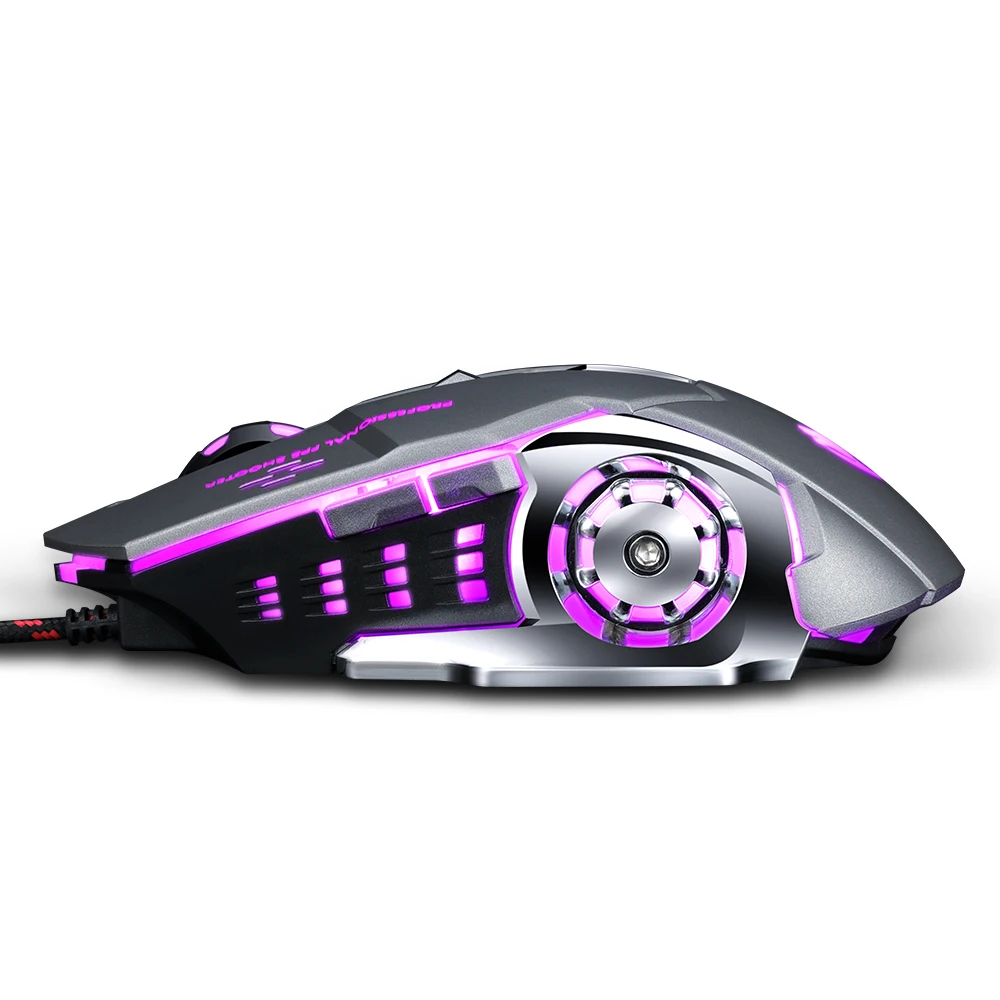 V6 E-Sports Free Gaming Mouse Backlight RGB Backlit Mechanical 6400DPI Vertical Mouse Gamer For PC Game