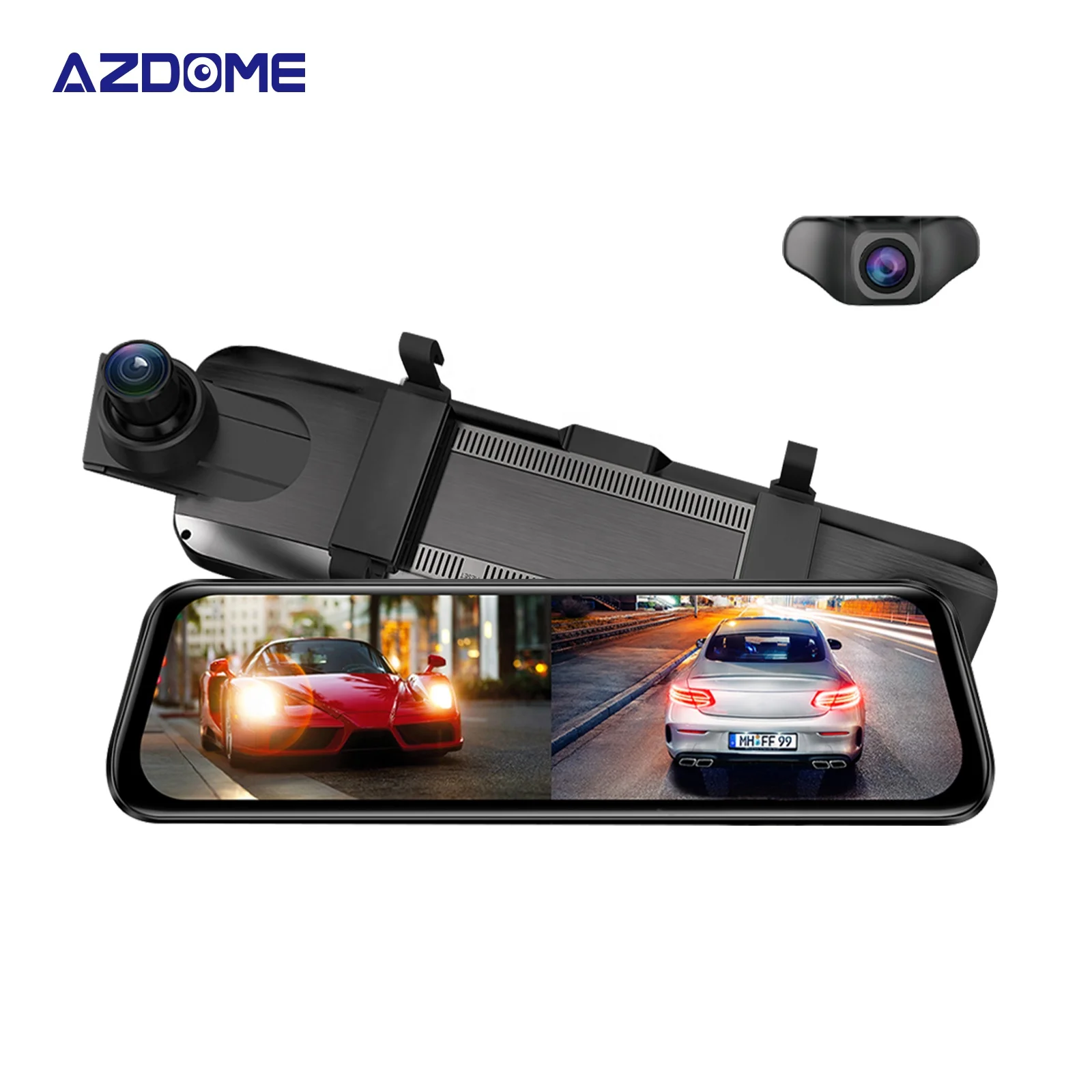 AZDOME AR09 Dash cam 9.66 inch touch screen 2K+1080P Mirror Dashcam Car Black Car DVR GPS Parking monitor Night Vision