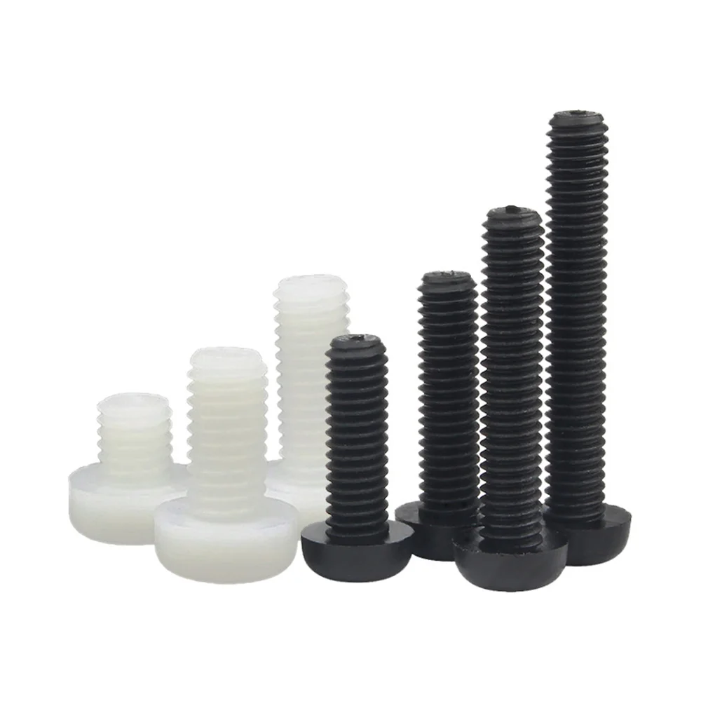 M2 M3 M4 M5 M6  flat pan head white black nylon plastic screw