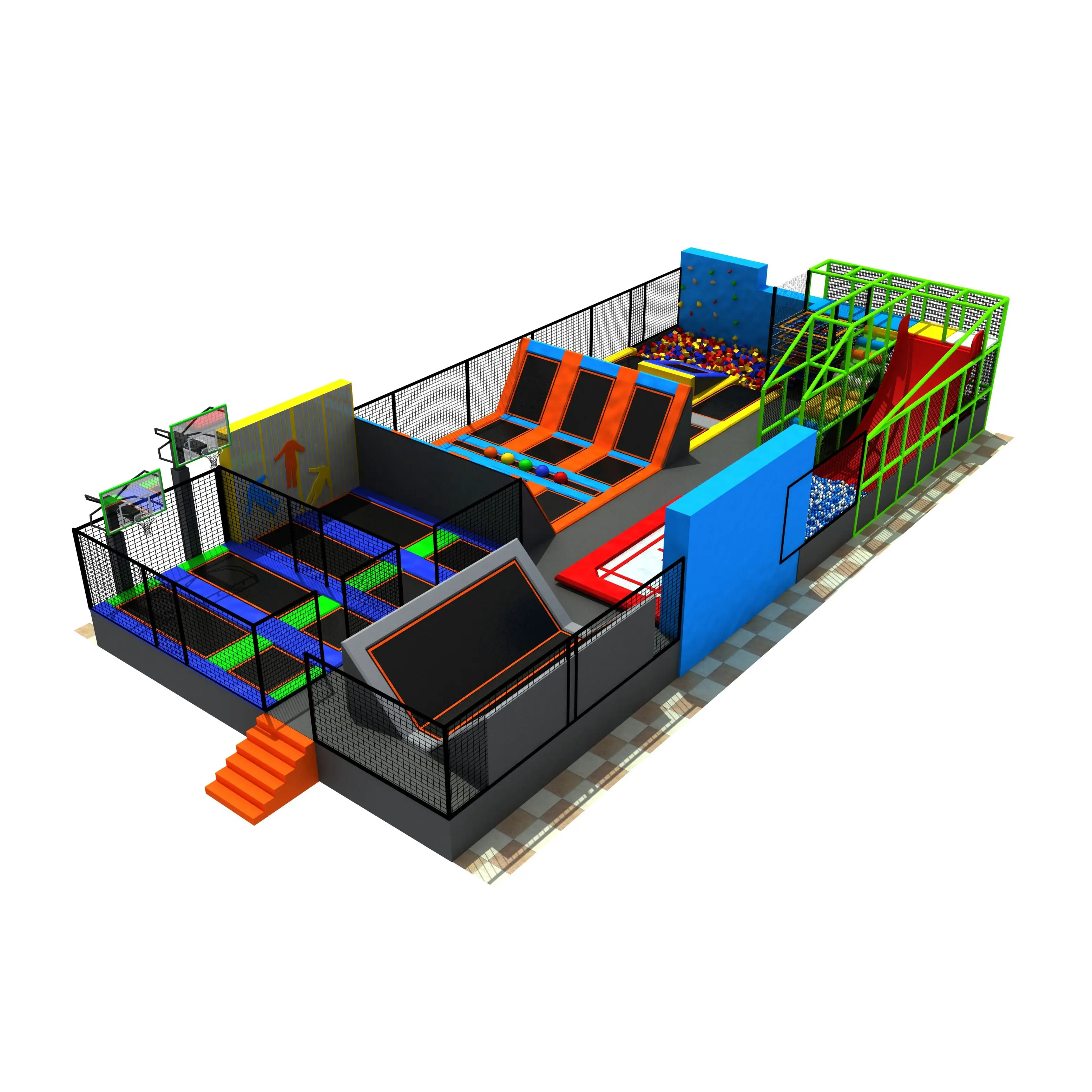 Custom kids bungee bounce inflatable trampoline indoor the jump city Playground square mat jumping trampoline park for sale