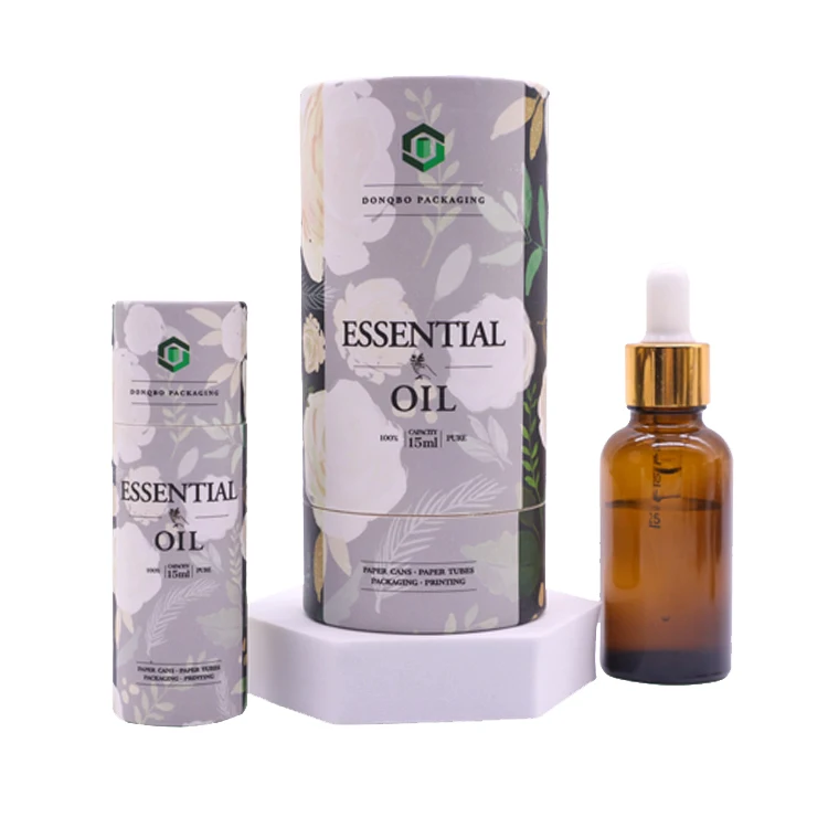 Wholesale Printed Design Round Cosmetic Recyclable 50ml Craft Oil Bottle Paper Tube Box Packaging Tube Packaging for Skincare