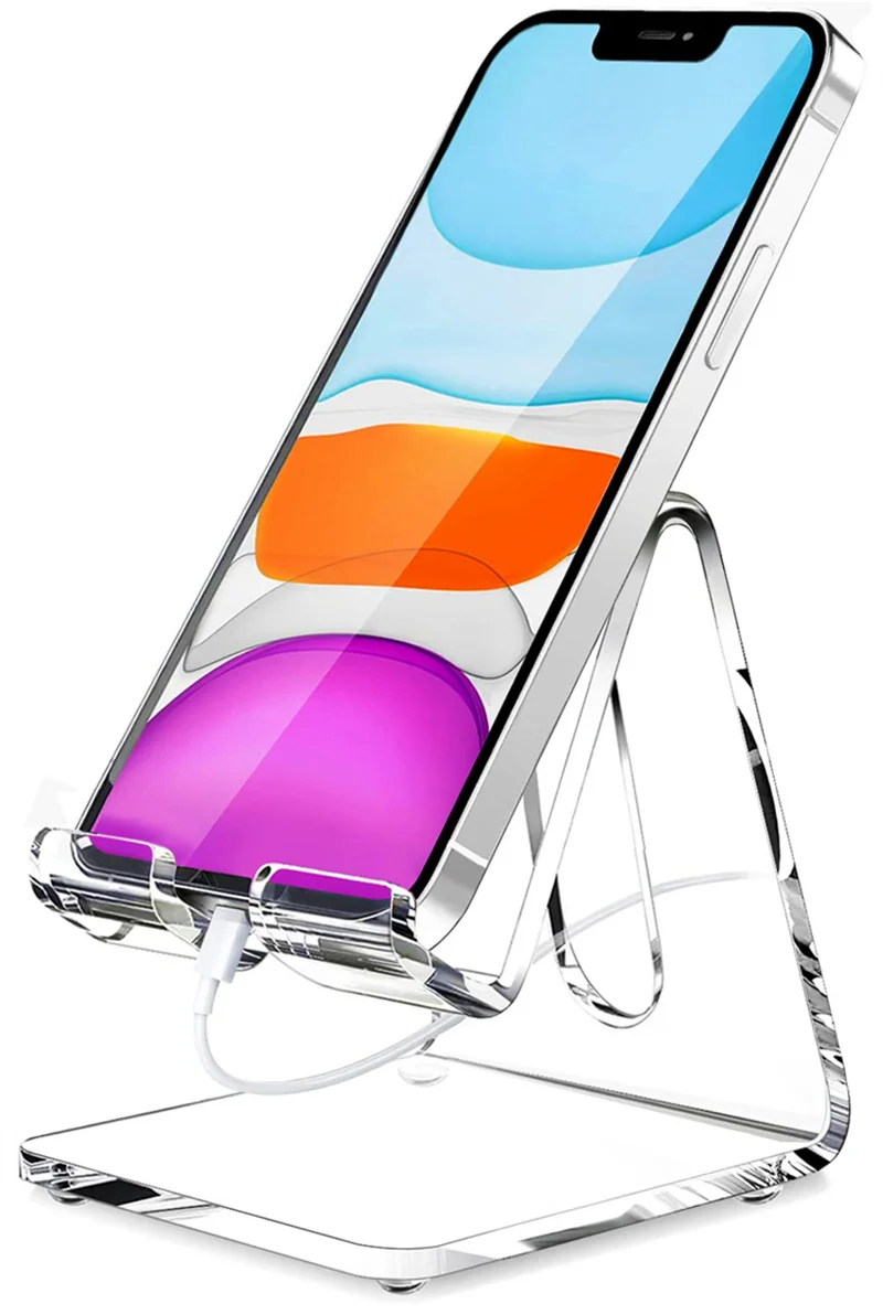 Custom Universal Desk cellPhone Holders Accessories Portable Acrylic Mobile Phone Stand Clear Phone Stand For Desk