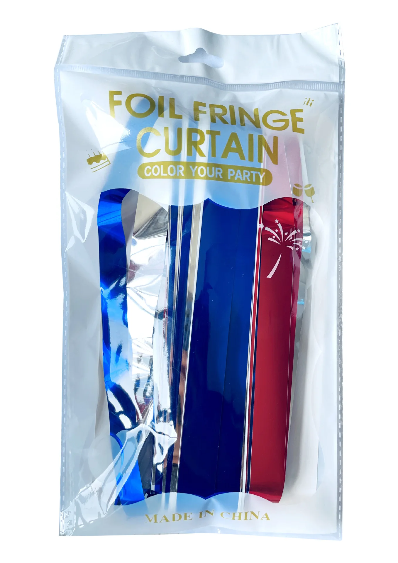 Red Blue White Foil Fringe Curtain Backdrop, Metallic Tinsel Foil Fringe Streamers Curtains for Photo Booth