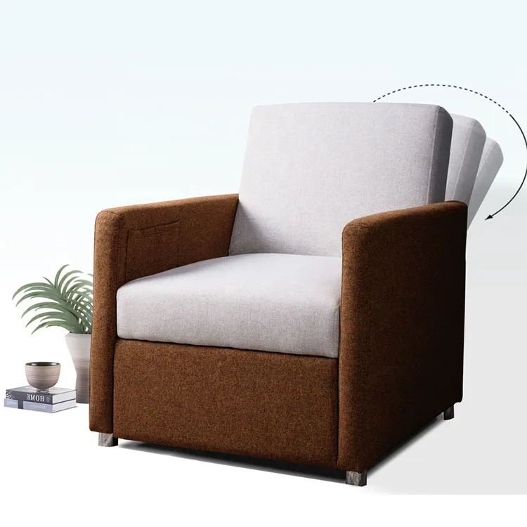 Brown 2 in 1 functional modern livingroom single folding sofa bed chair